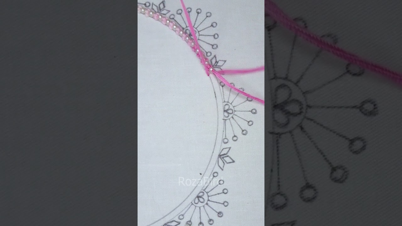 🔥 Super cute & easy neck embroidery tutorial with pearl!💗 #shorts #trending #embroidery #viral #art