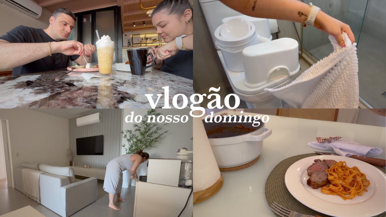 Rotina de domingo, missa, café da manhã na padaria, almoço caseiro e organizando a casa pra seman