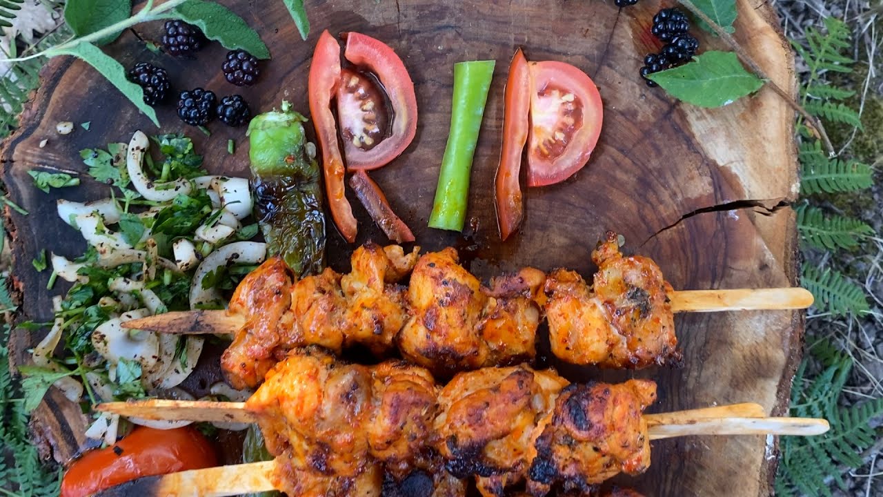 🔥 Campfire Cooking - Amazing Chicken Skewer Kebab Recipe #campcooking #campfire