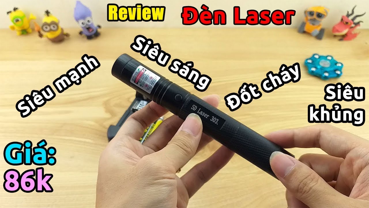 Trên tay Đèn Laser 303 Siêu Mạnh Siêu Sáng Đốt Cháy Được