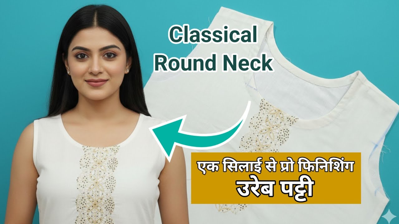 ✂️🪡 ​सिर्फ़ 1 सिलाई में लगाए Round Neck की Ureb Patti | Pro-Finish Bias Tape Trick New Method