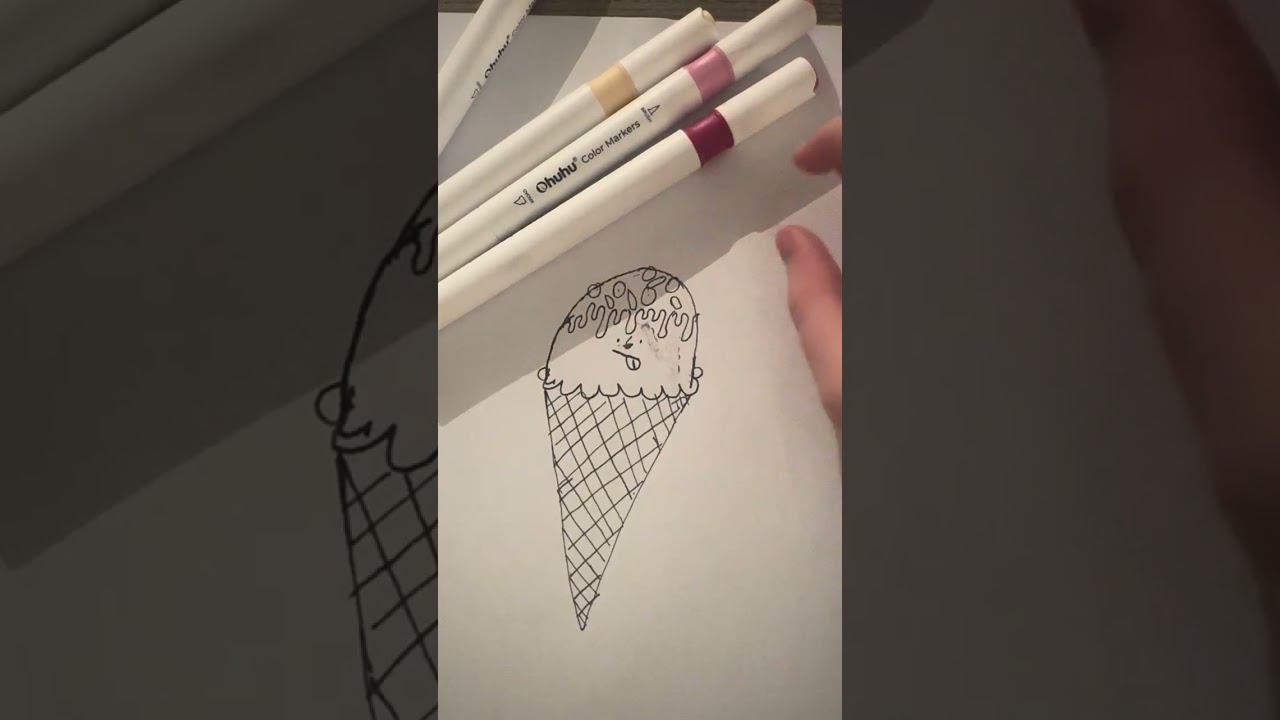 How to draw an ice cream with a funny face 
