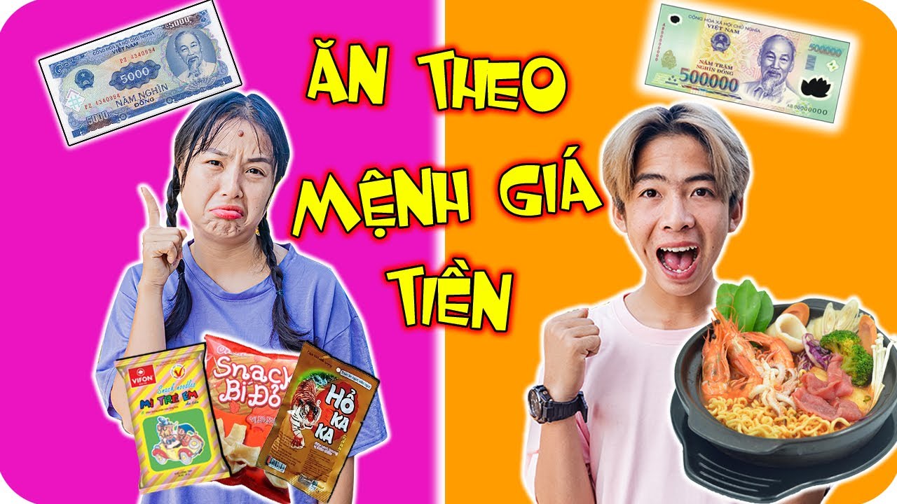 Thử Thách Ăn Đồ Ăn Vặt Cổng Trường Theo Mệnh Giá Tiền ❤ KN CHENO Chị Hằng