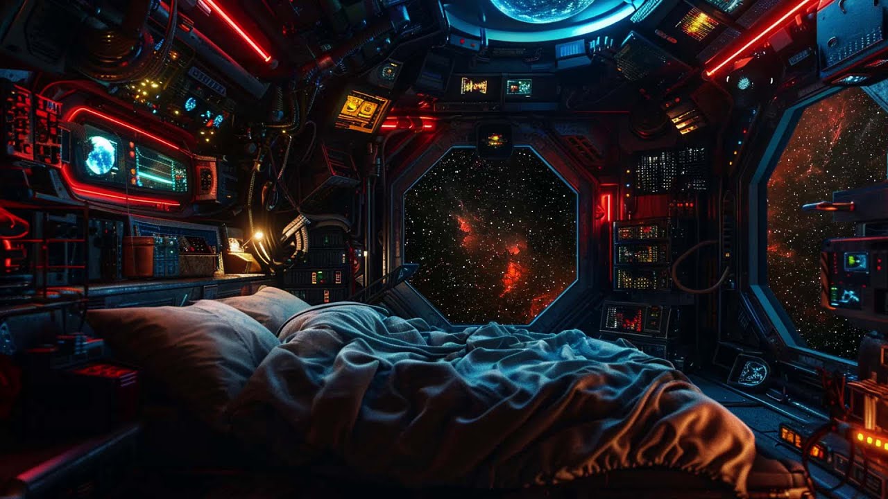 Nebula Nights | Tranquil Spaceship Bedroom Ambience | Galactic Dreamscapes and Deep Sleep Sounds