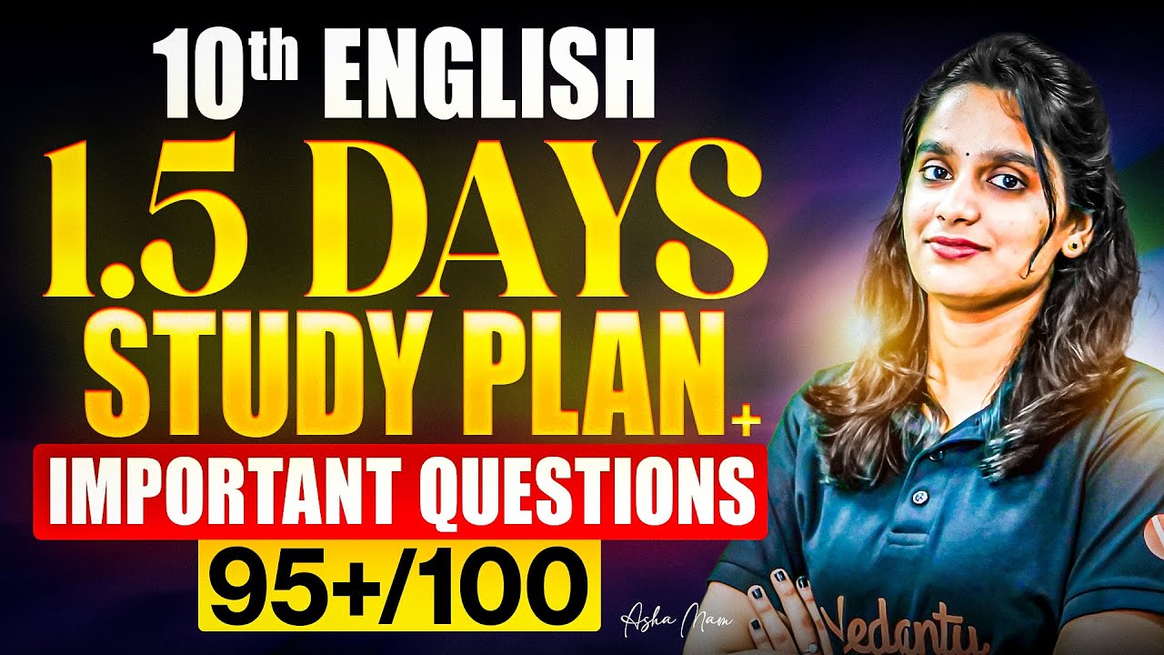 10th English | 1.5 Day Study Plan + Important Questions | TN State Board | Asha Ma'am