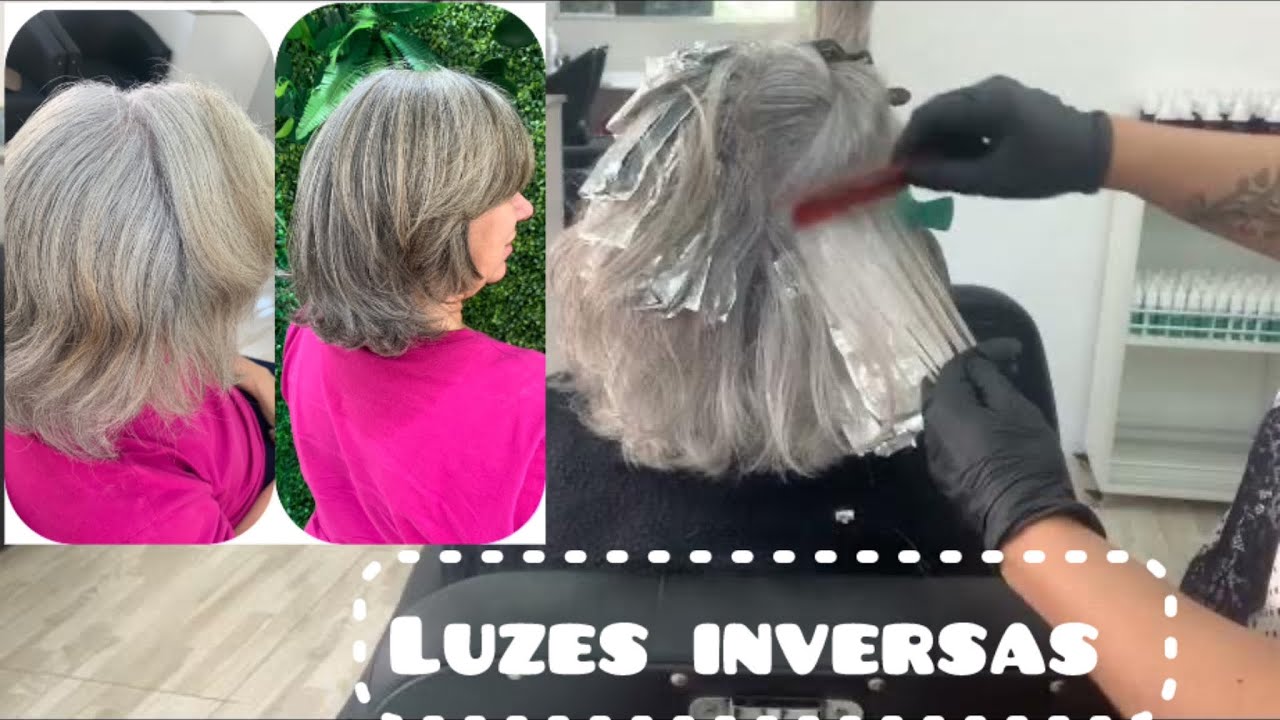 Luzes inversas em cabelo branco  - passo a passo