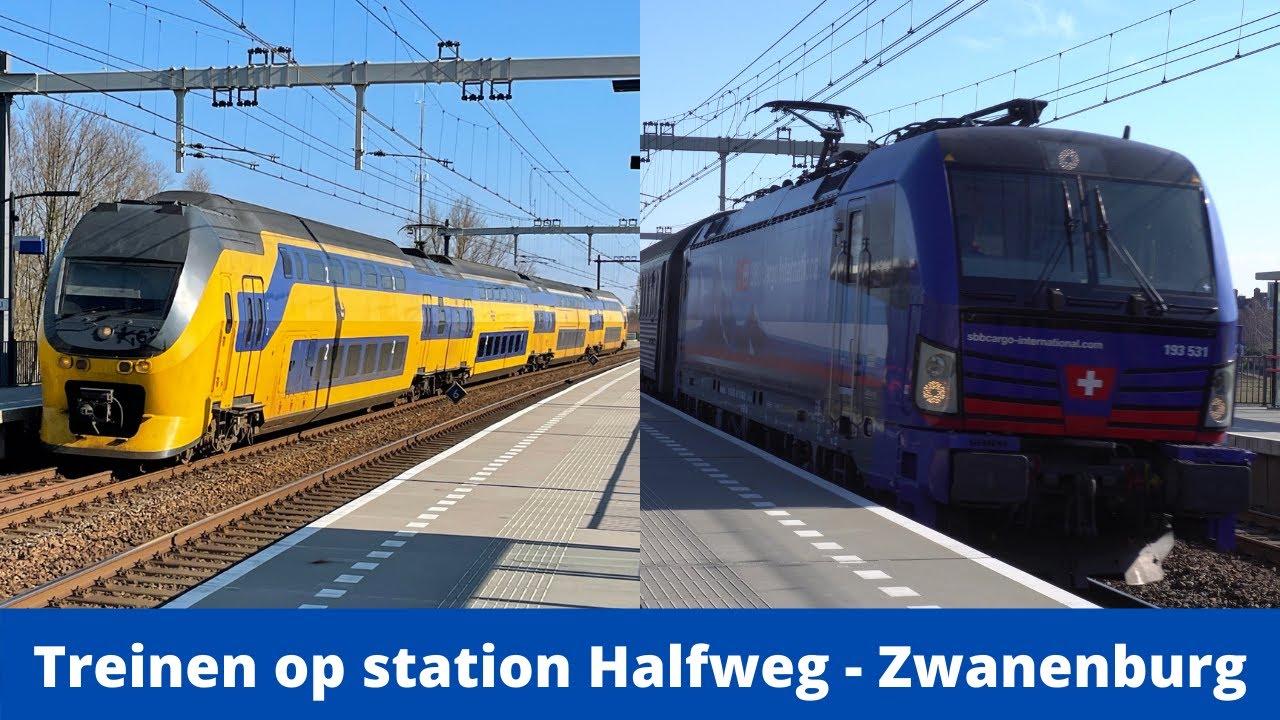 Treinen op station Halfweg Zwanenburg - 6 maart 2022