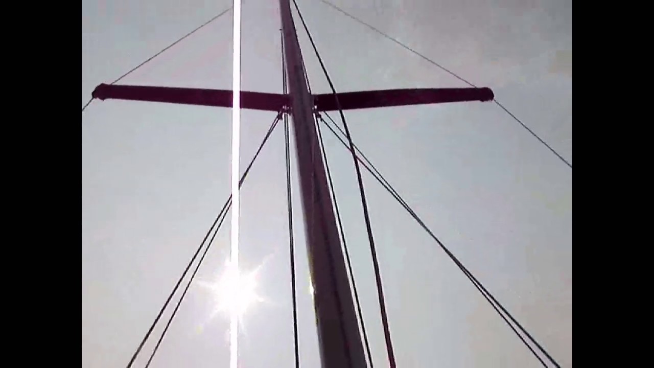 Lowering the mast on the Bayfield 25.