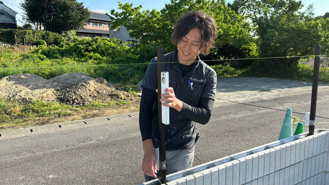 【ノーカット版】フェンスの柱を施工してみた