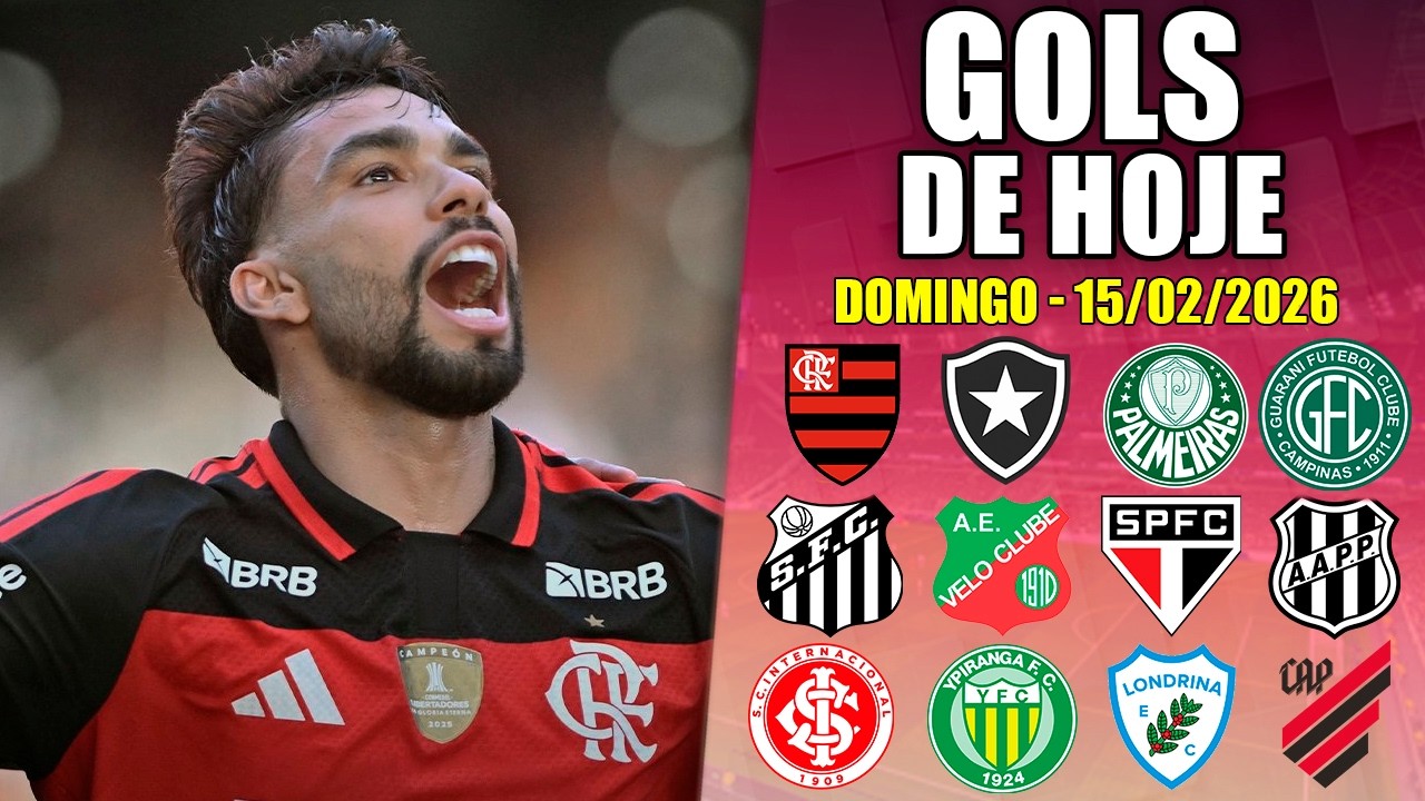 ⚽ TODOS OS GOLS DESTE DOMINGO 15/02/2026 - GOLS DE HOJE DOS ESTADUAIS 2026