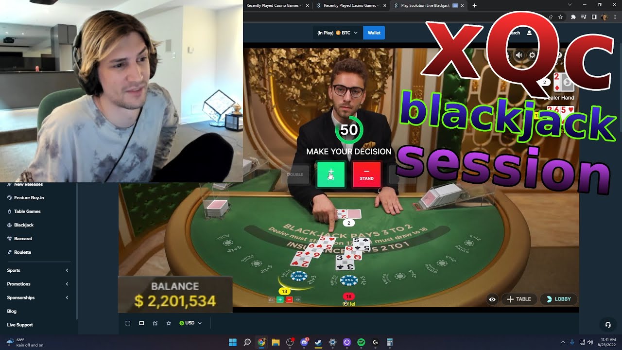 xQc Plays Blackjack With $2,200,000 In The Balance And TROLLS The Dealer...