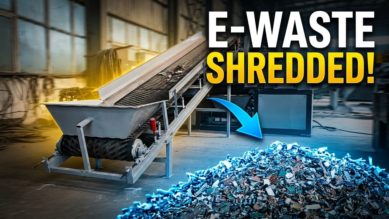 Double Shaft Shredder Shredding PCB Circuit Boards | E-Waste Recycling