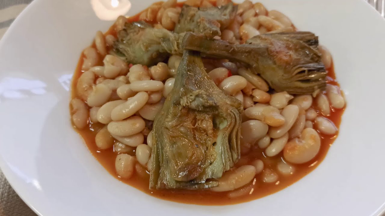 ALUBIAS CON ALCACHOFAS #judiasblancas #platovegano
