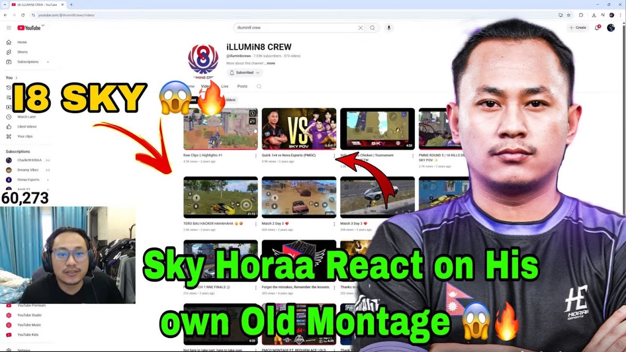 skyHoraa react on His Own Old Montage i8 sky🔥PMNC LAN #anshyt #pmnc #drs #nepx #horaa #cr7horaa