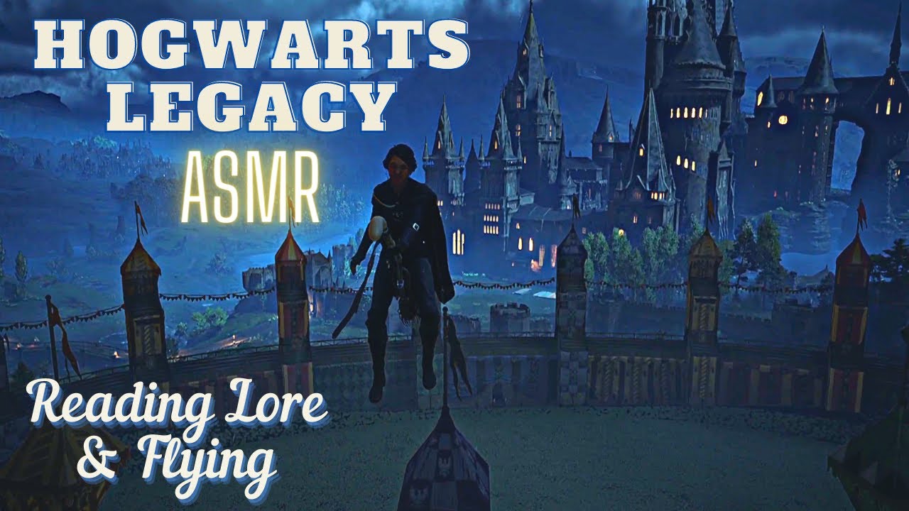 Reading Lore about Quidditch & brooms while flying ~ Hogwarts Legacy ASMR (ear to ear whispering)
