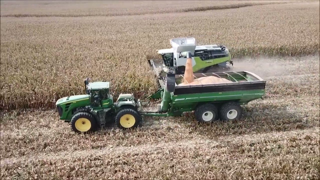 DONNIE MYERS FARMS SHELLING CORN OCTOBER 6TH, 2022 BROWNSVILLE, IN DRONE VIDEO CLAAS 8700 LEXION
