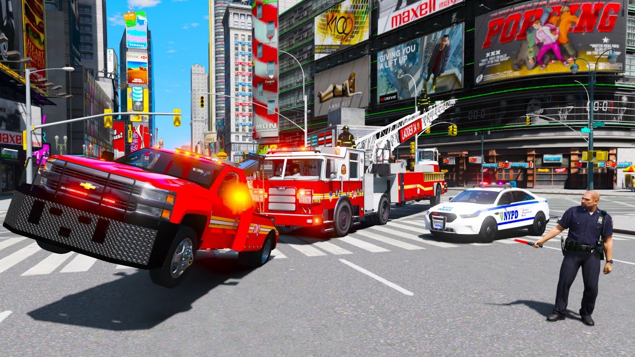 FDNY Towing New York's Biggest Fire Trucks in GTA 5!
