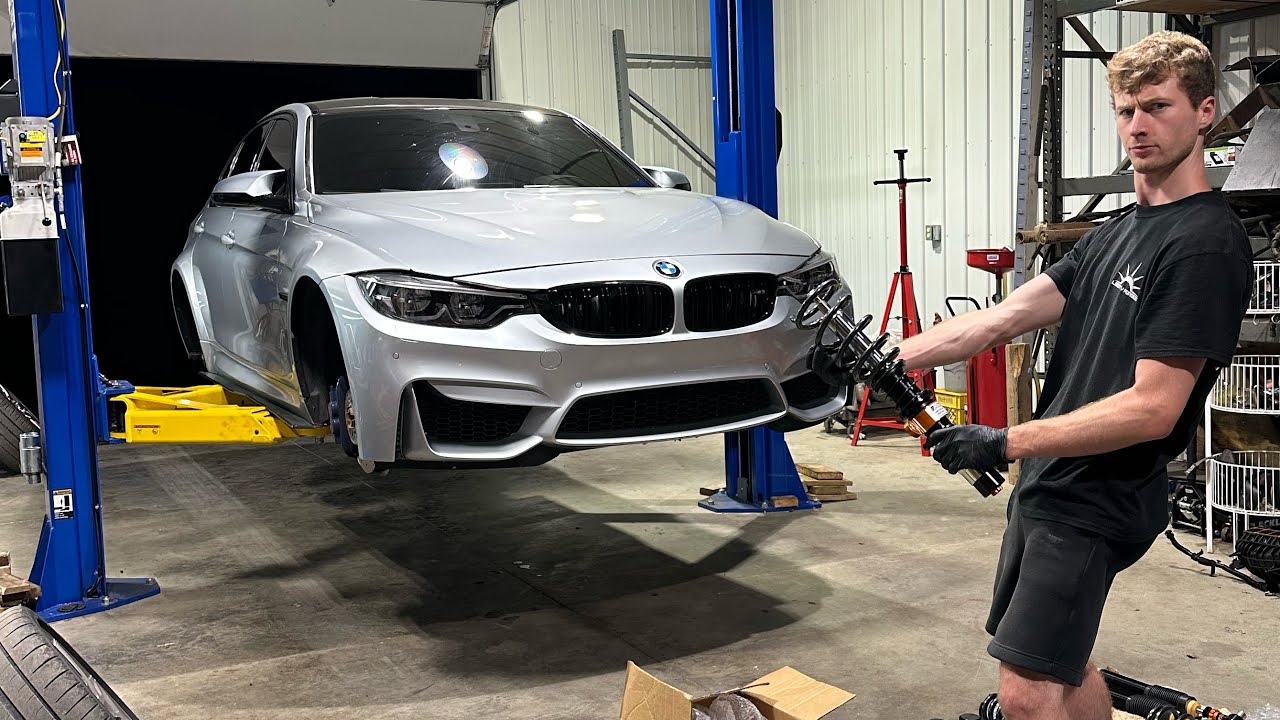 LOWERING MY BMW F80 M3 ON COILOVERS / POV DRIVE
