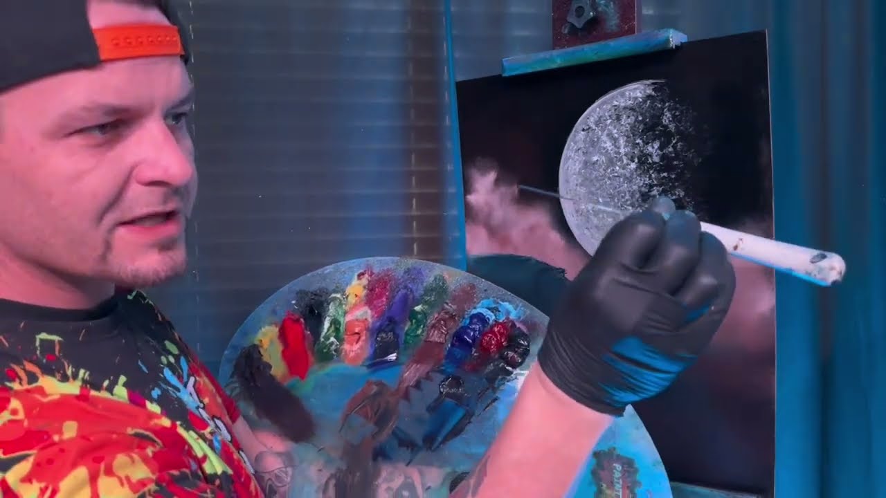 Literally EVERY SINGLE STEP - Desert Landscape Cacti with Full Moon for Beginners by PaintWithJosh