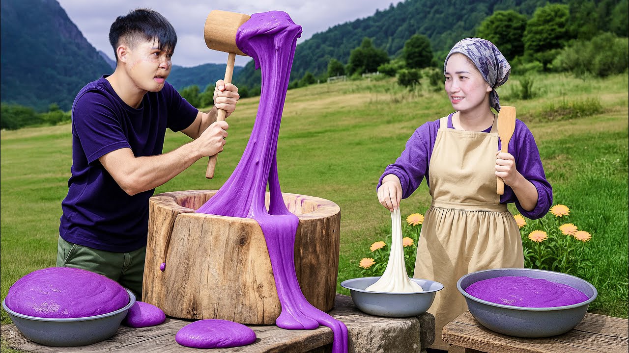 Pounding Flour 100% by Hand to Make Purple Taro Cake | Ancient Method & Amazing Texture | Lý Thị Hoa
