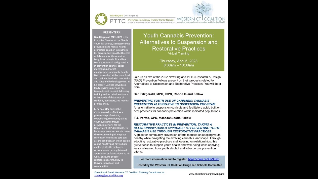 Youth Cannabis Prevention: Alternatives to Suspension and Restorative Practices Webinar