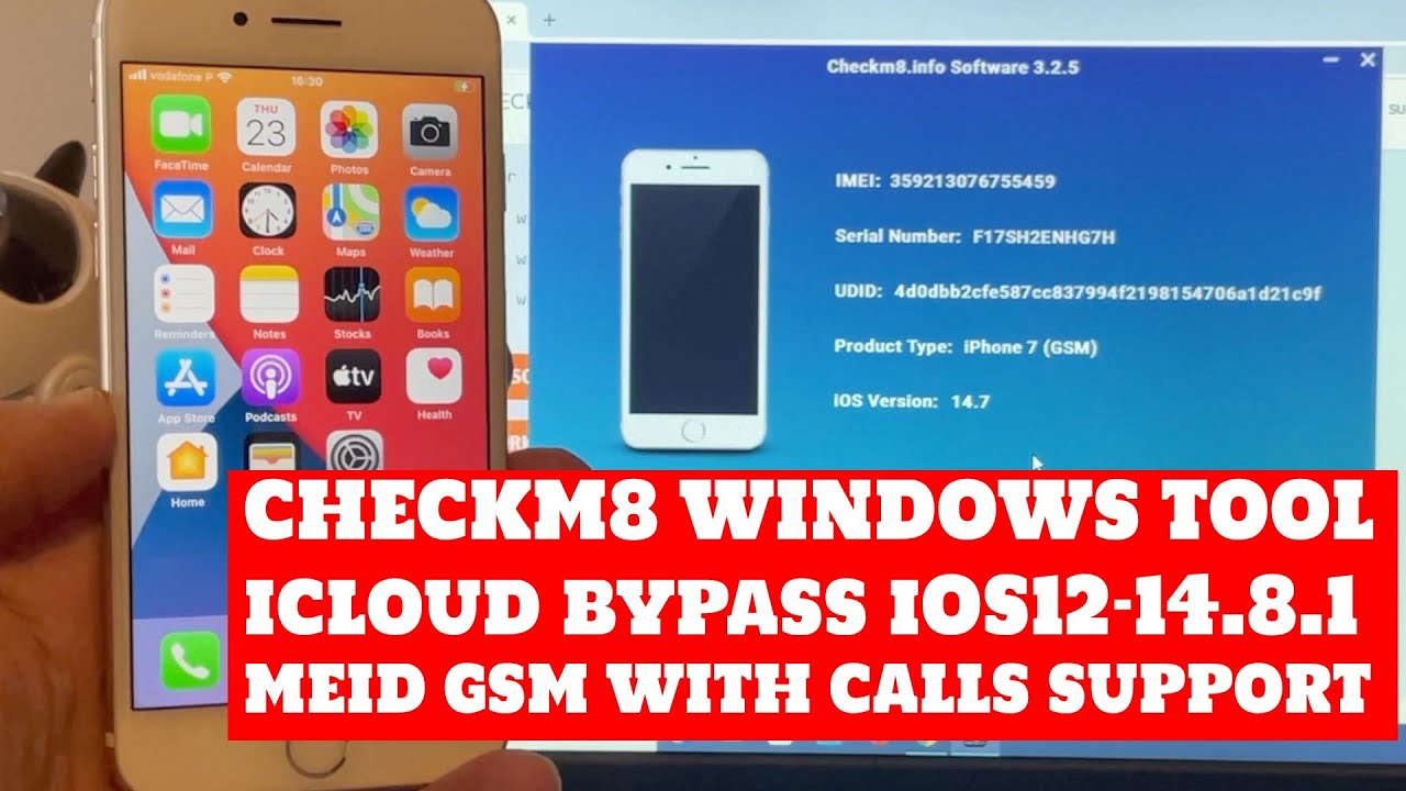 New CheckM8 iCloud Bypass windows Tool MEID GSM with calls 12 - 14.8.1 checkra1n required