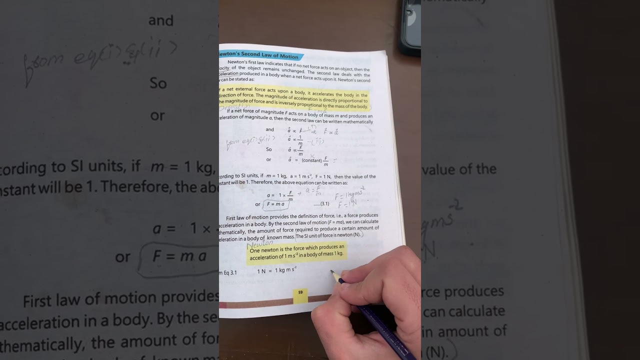 Newton 2nd law of motion || Chapter no.3 || Dynamics || Class 9th board || PCTB