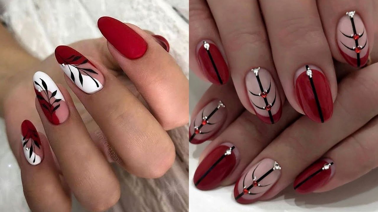 Top 40 +Latest winter red  nail art/Modern girls nail art to try in 2023