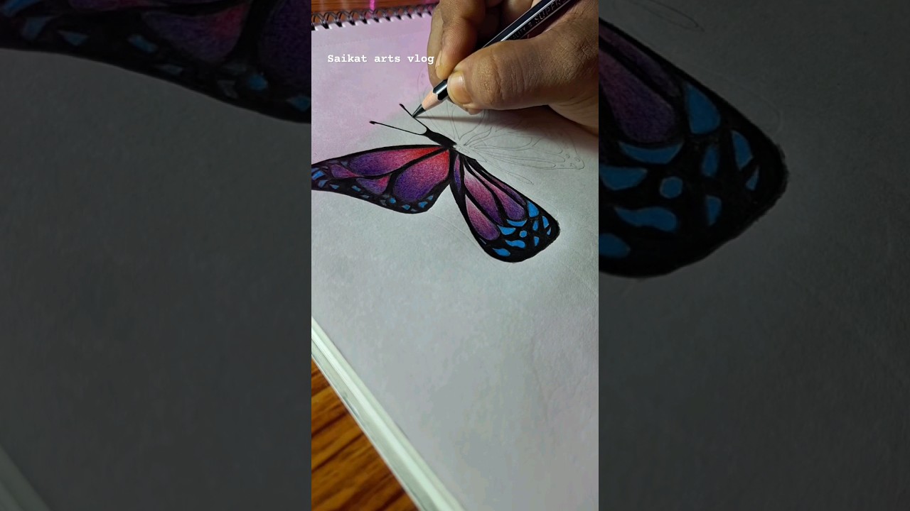 Butterfly🦋drawing with pencil colour🤩||awesome drawing😍||#shorts #drawing #sketch #viral #art #draw