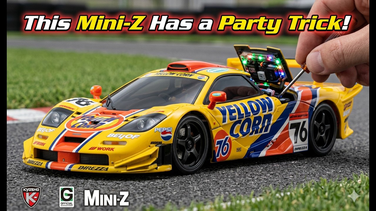 This Mini-Z Has a Party Trick!  Kyosho Mini-Z McLaren F1 Longtail Yellow Corn