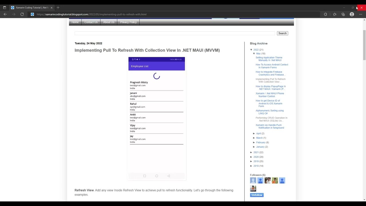 Реализация привязки данных и основ MVVM в .NET MAUI (представление коллекции, потяните для обновл...