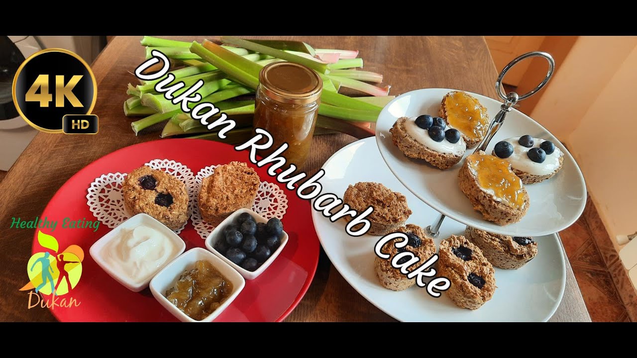 49. Dukan Rhubarb Cake / Muffins with cinnamon and blueberries