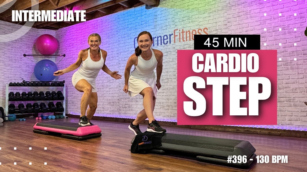 45 Min- Cardio Step Aerobics - Intermediate Step #396 - 130 BPM