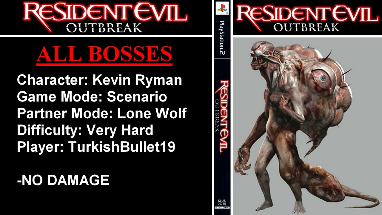 Resident Evil Outbreak (PlayStation 2) - (All Bosses - Very Hard Difficulty / Lone Wolf Mode)
