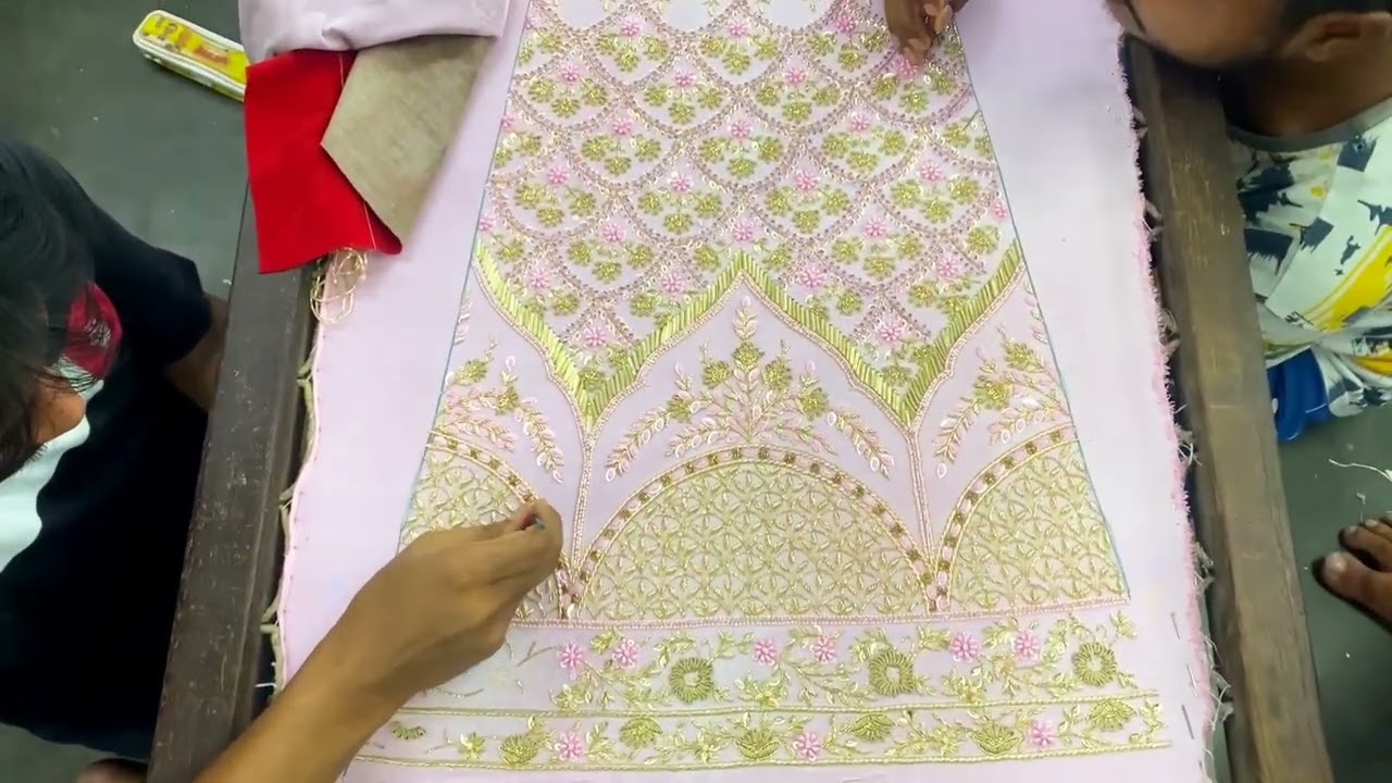 bridal lehenga choli manufacturers in India | lehenga hand embroidery workshop | #bridallehenga