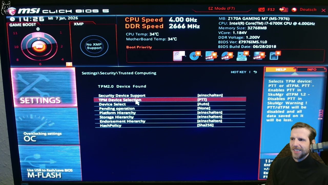 Sicheren Startzustand beim MSI Mainboard Aktivieren u.  Win11 Zwangsupdate verhindern