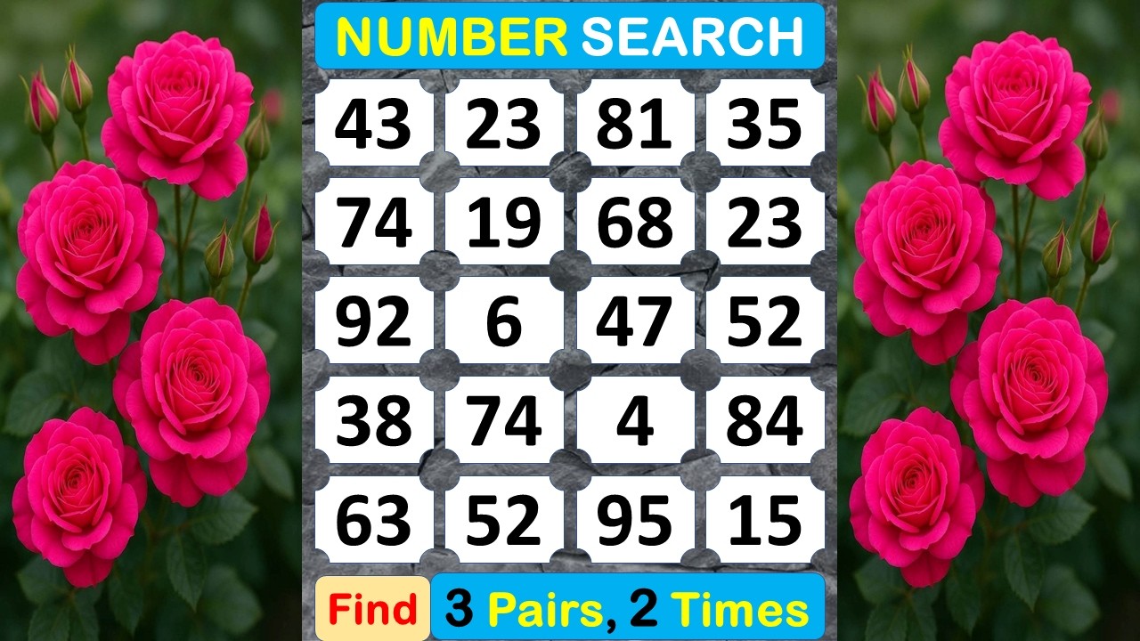 Number Search: Find Pair Numbers to Improve Your Memory. #braingame #memory #puzzle #quiz -#417