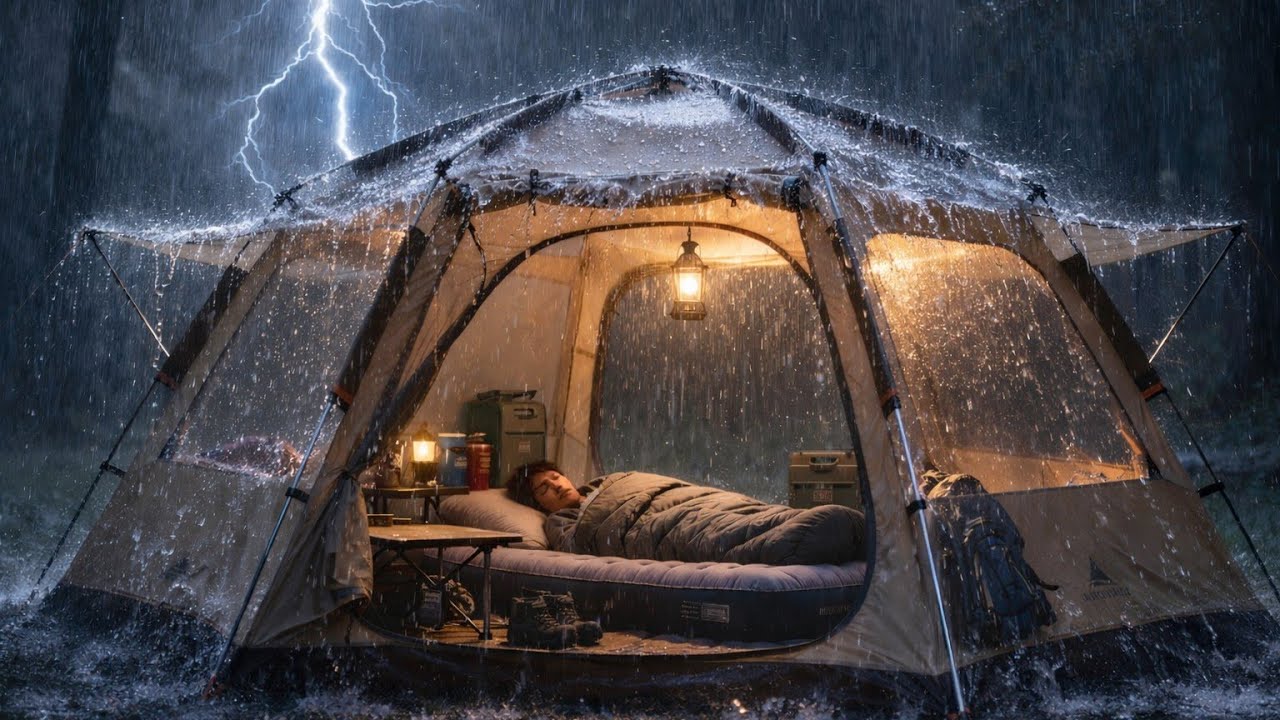 AMAZING‼️CAMPING IN HEAVY RAIN AND THUNDERSTORMS I EVER MET, LONG HEAVY RAIN ALL NIGHT