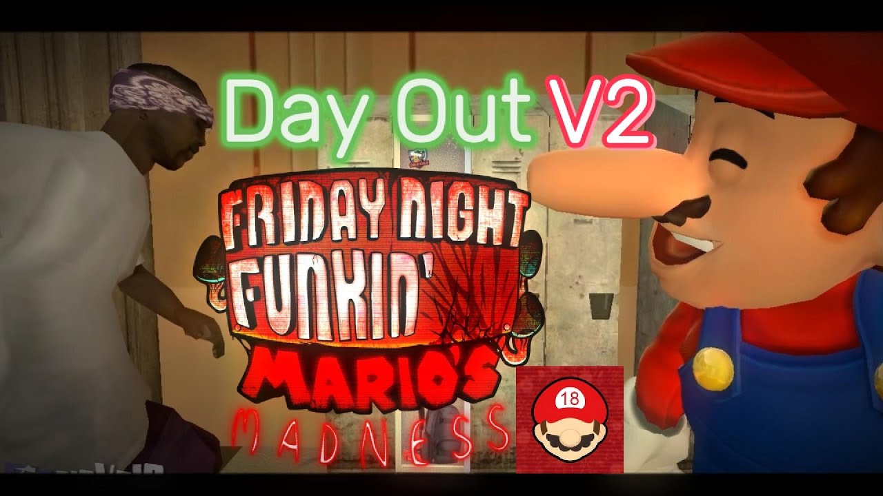 Day Out v2 but it's MarioVz18 - FNF | Mario's Madness - (FNF cover) - +FLP