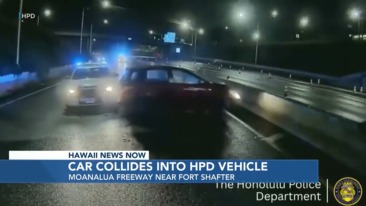 Police urge safe driving after car crashes into police vehicle on freeway
