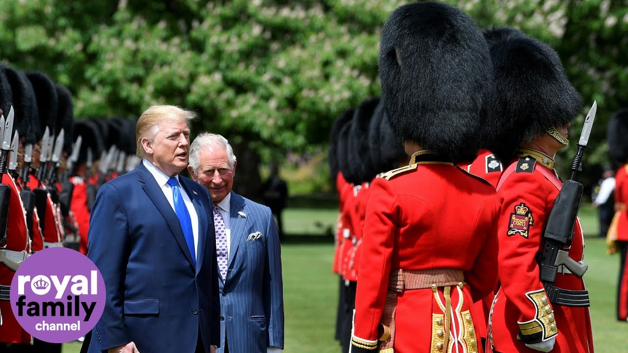 Donald Trump is joined by Prince Charles to inspect the Guard of Honour