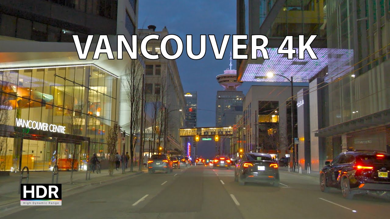Vancouver 4K HDR - Sunset Drive - Driving Downtown