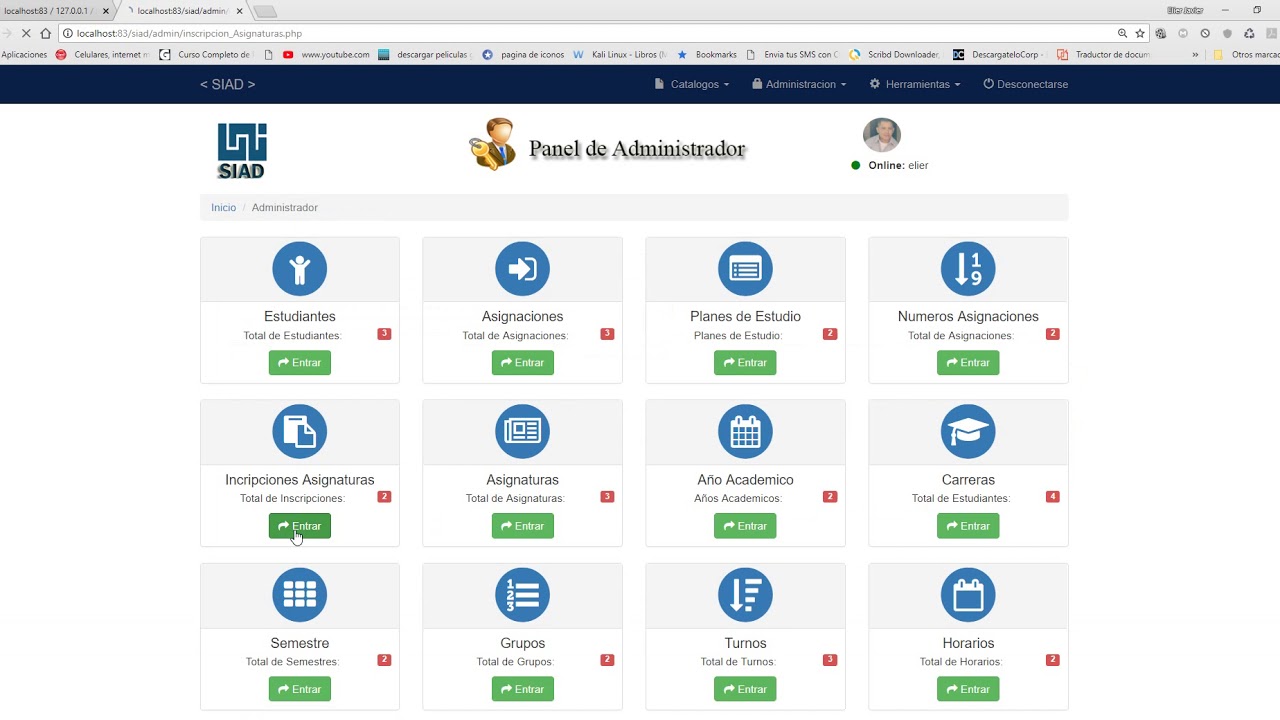 Código fuente de Sistema de Administración Universitario en PHP, MySQL, Ajax, Bootstrap y Javascript