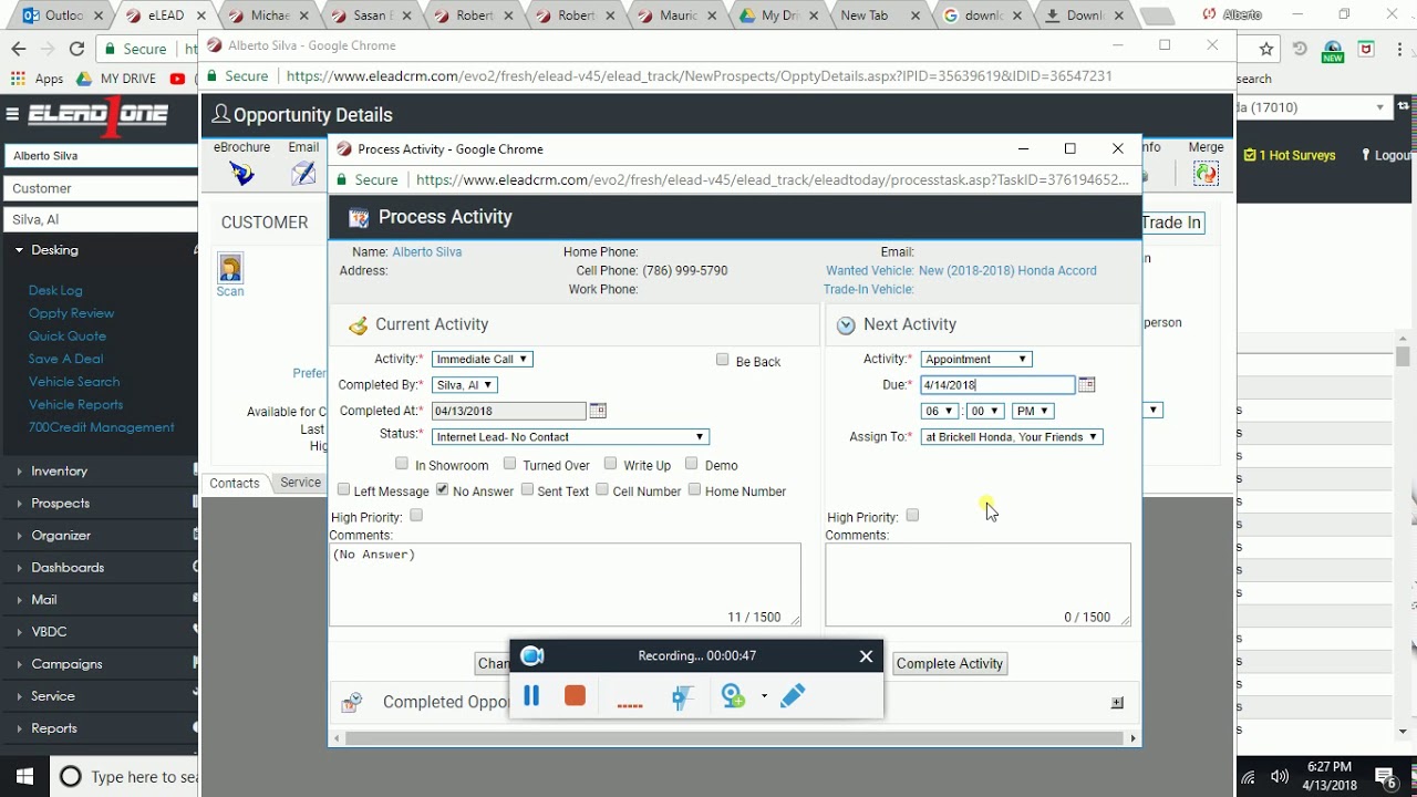 Setting an aapointment in Eleads