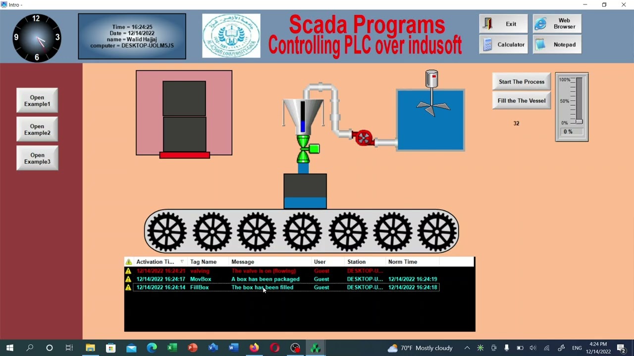 A Simple packaging/filling system simulation using indusoft