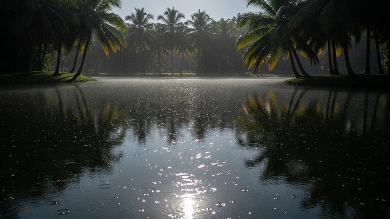 POV: Rain Falling on Quiet Lake 🌊 Moonlight Ripples for Study & Sleep