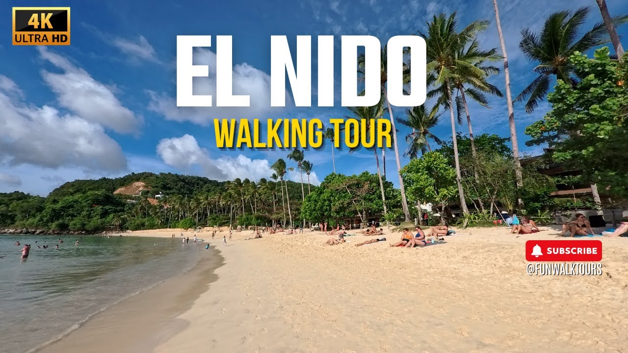 Las Cabanas Beach - El Nido - Palawan - Philippines - Walking Tour - 4K
