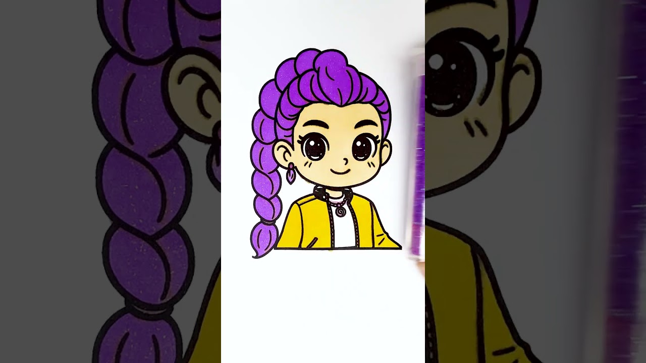 💜 Coloring Rumi 😻 Glitter Coloring ✨ #art #animation #coloring #diy #trending