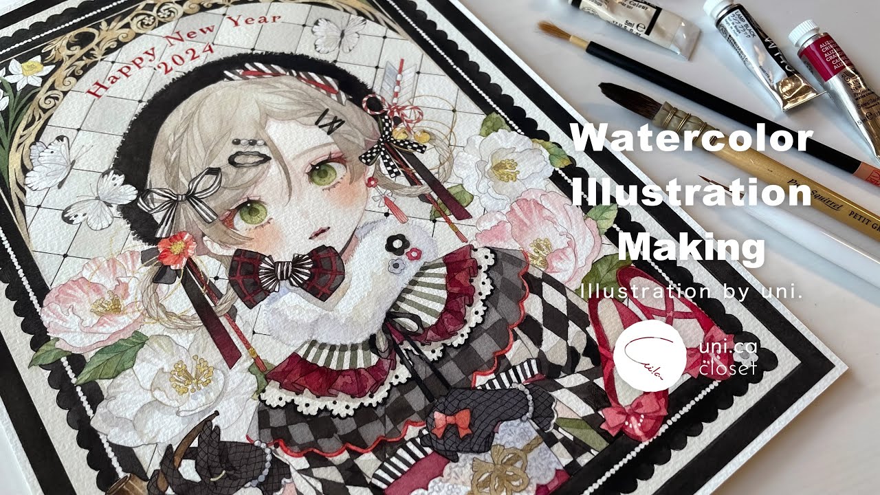 【透明水彩】アナログイラストメイキング#1┊Watercolor illustration making