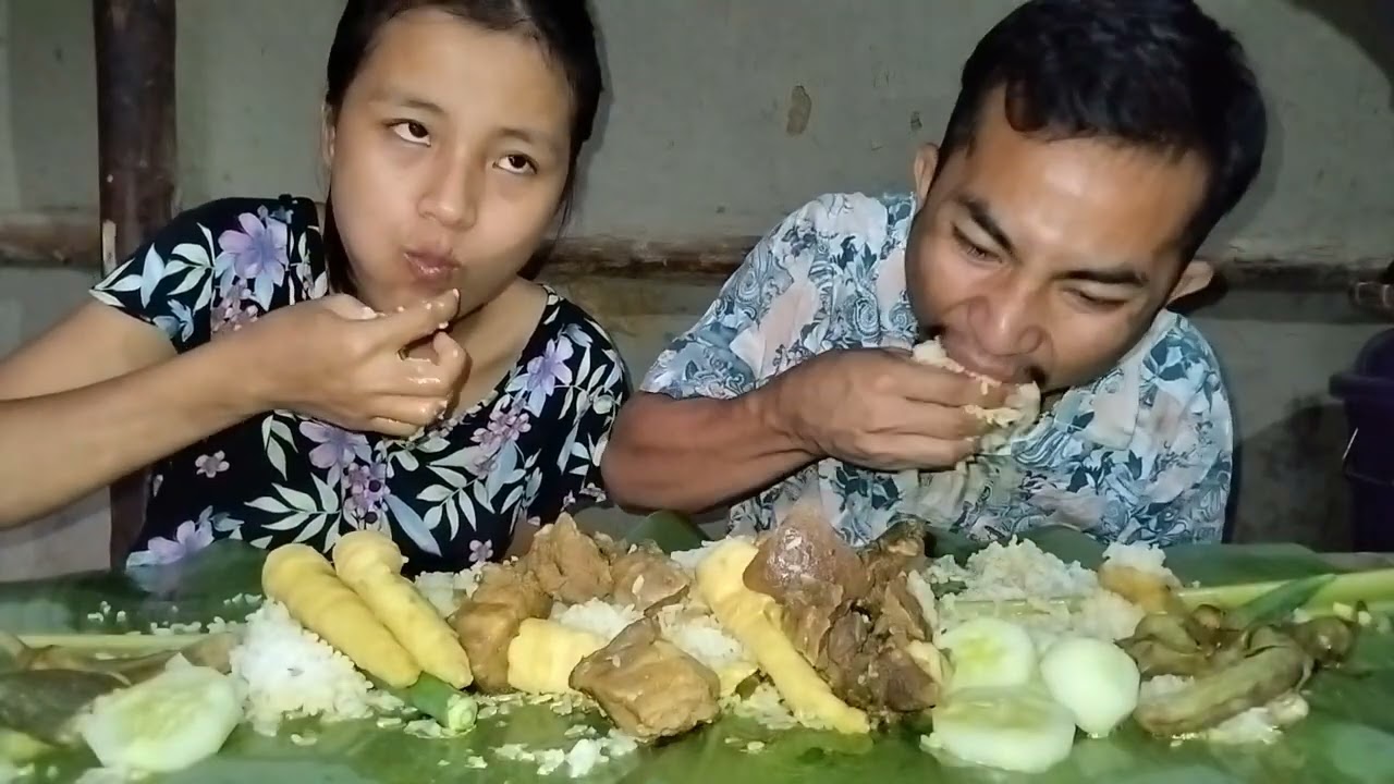 Pork with beef and bamboo shoots..brinjal boi and cucumber yummy #food #mgfoodandmukbang #mukbang 